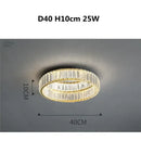 Modern gold steel led dimmable crystal ceiling light bedroom fixture