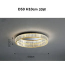 Modern gold steel led dimmable crystal ceiling light bedroom fixture