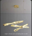 Modern gold steel led pendant light dining room crystal chandelier