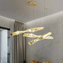 Modern gold steel led pendant light dining room crystal chandelier