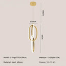 Modern gold steel pendant light interlocking rings dining room