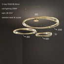 Modern gold steel rings crystal pendant light dining room