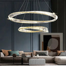Modern gold steel rings crystal pendant light dining room