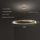 Modern gold steel rings crystal pendant light dining room