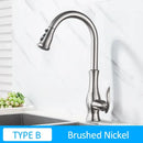 Modern gold swivel kitchen faucet with pull down sprayer