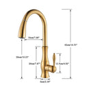 Modern gold swivel kitchen faucet with pull down sprayer