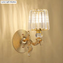 Modern gold tapered wall light fixture crystal dragon bedroom sconce