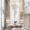 Modern gold tassel led chandelier living room cascading crystal light