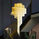 Modern gold tassel led chandelier living room cascading crystal light