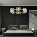 Modern gold textured glass crystal chandelier living room light