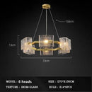 Modern gold textured glass crystal chandelier living room light