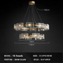 Modern gold textured glass crystal chandelier living room light