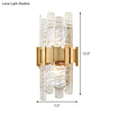 DecorBites™ Modern Textured Glass Half-Cylinder Wall Sconce Light Fixture - Gold Finish