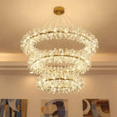 Modern gold three tier crystal led chandelier – dining room light