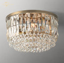 Modern gold tiered crystal flushmount ceiling light for dining room