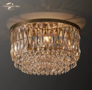 Modern gold tiered crystal flushmount ceiling light for dining room