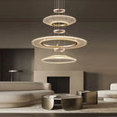 Modern gold tiered mesh pendant chandeliers led living room light