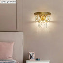 Modern gold tiered sconce light with crystals bedroom wall mount