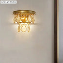 Modern gold tiered sconce light with crystals bedroom wall mount