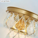 Modern gold tiered sconce light with crystals bedroom wall mount