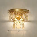 Modern gold tiered sconce light with crystals bedroom wall mount