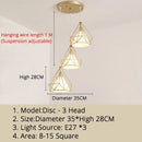 Modern gold triangle pendant lights dining room geometric fixture