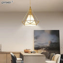 Modern gold triangle pendant lights dining room geometric fixture