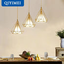Modern gold triangle pendant lights dining room geometric fixture