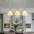 Modern gold triangle pendant lights dining room geometric fixture