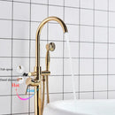 Modern gold tub sink faucet with handshower bathroom fixture