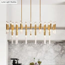 Modern gold tubular led island pendant dining room chandelier
