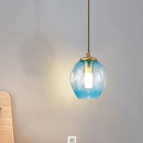 Modern gold tulip wall lamp with blue glass shade for bedroom
