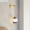 Modern gold tulip wall lamp with blue glass shade for bedroom