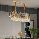 Modern gold twisted brass crystal chandelier living room light