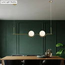 Modern gold two head glass shade pendant light – dining room