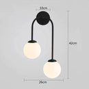 Modern gold two light glass ball led wall lamp living room sconce