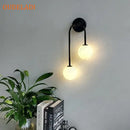 Modern gold two light glass ball led wall lamp living room sconce