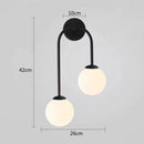 Modern gold two light glass ball led wall lamp living room sconce