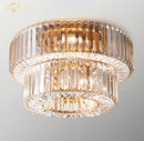 Modern gold two tier crystal ceiling light dining room chandelier