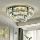 Modern gold two tier crystal led ceiling lamp for living room