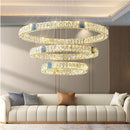 Modern gold two tier crystal led ceiling lamp for living room