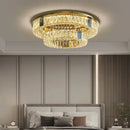 Modern gold two tier crystal led ceiling lamp for living room