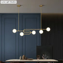 Modern gold u-shaped glass shade pendant light for dining room island