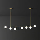 Modern gold u-shaped glass shade pendant light for dining room island