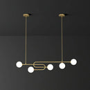 Modern gold u-shaped glass shade pendant light for dining room island