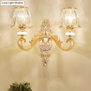 Modern gold wall lamp fixture with crystal cone shade bedroom sconce