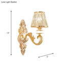 Modern gold wall lamp fixture with crystal cone shade bedroom sconce