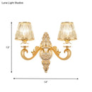 Modern gold wall lamp fixture with crystal cone shade bedroom sconce