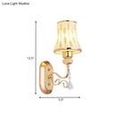 Modern gold wall lamp with arc wheat patterned glass bedroom sconce