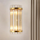 Modern gold wall lamp with crystal rod shade bedroom sconce